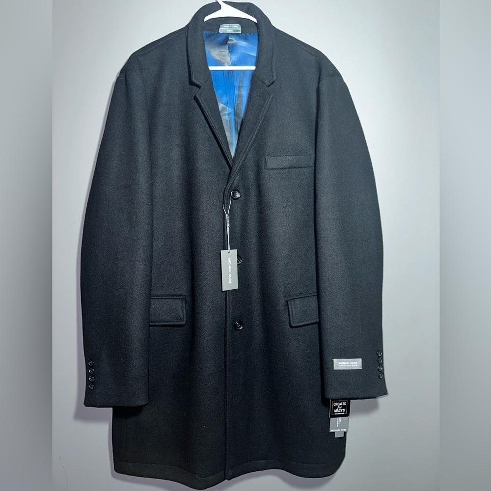 Michael Kors Slim Fit Wool Blend Overcoat — Black (Size 46R)
